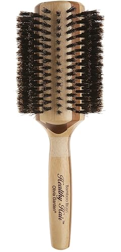 Olivia Garden Cepillo de pelo respetuoso del medio ambiente bambú 100% jabalí redondo