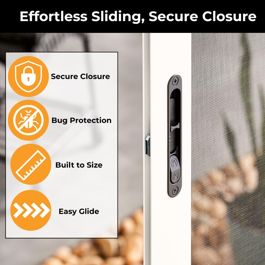 Metro Screenworks Custom Samson Sliding Screen Door (Unassembled) – Heavy-Duty Patio & Porch Mesh Screen Doorway Replacement – Extruded Aluminum Frame w/Steel Rollers for Extra Durability - Ivory