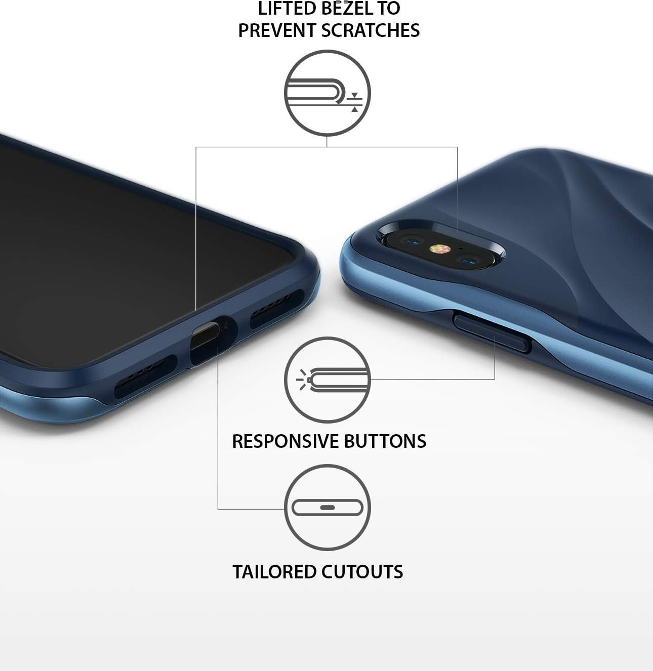 Ringke Wave Compatible with iPhone Xs Case, Compatible withiPhone X Case, Dual Layer Heavy Duty 3D Textured Cover - Coastal Blue