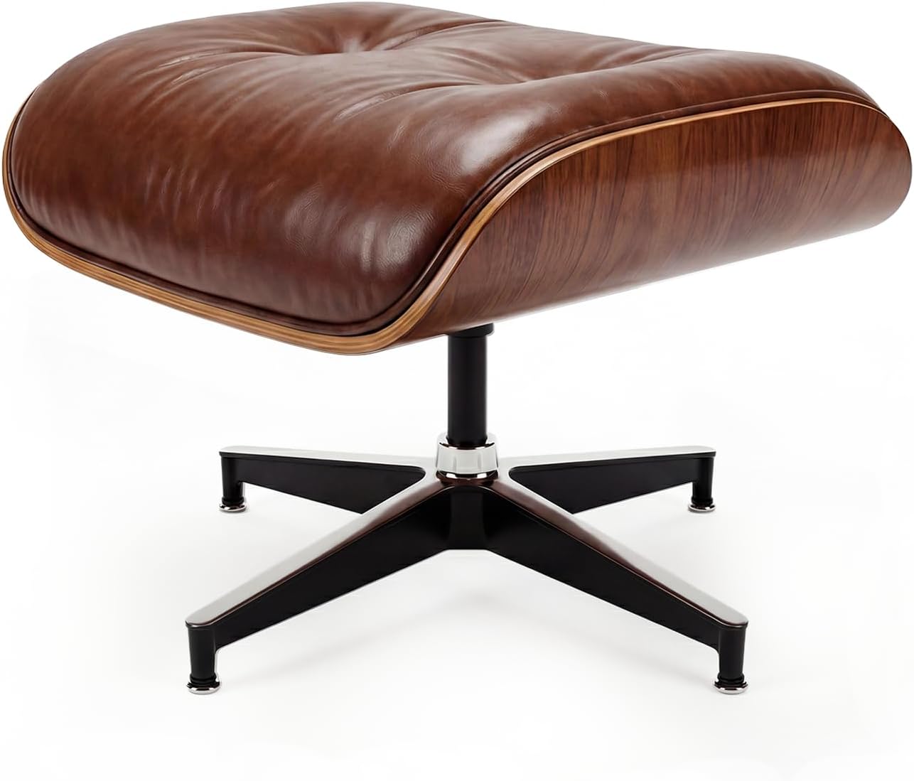 Top Grain Leather, Mid Century Chaise Lounge Chair and Ottoman, Reading Chair, Leather Accent Chair, Modern Chair, Classic Design, for Living Room Lounge Office,Retro Aged Leather, Walnut