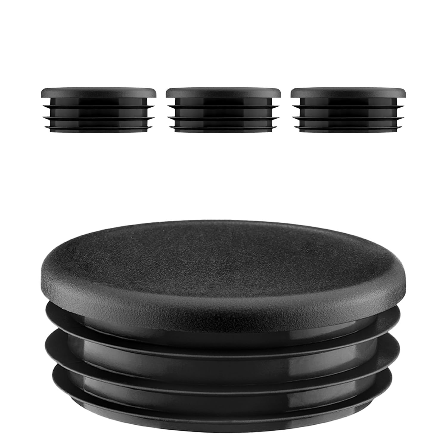 EMFA Lamellar Plugs, Round, 25 mm, Black, Pack of 4 Pipe Plugs, Round End Caps, Steel Tube 25 mm, Plastic Plugs for Round Pipes, Pipe End Caps, Plastic Caps for Pipes, Pipe End Caps, 2.5 cm
