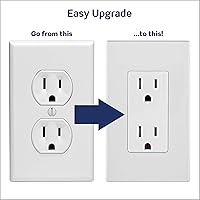 Vista 7 de Leviton Lever Edge - Tomacorriente de pared dúplex resistente a manipulaciones de 15 A, paquete de 10, E5325-MW, color blanco