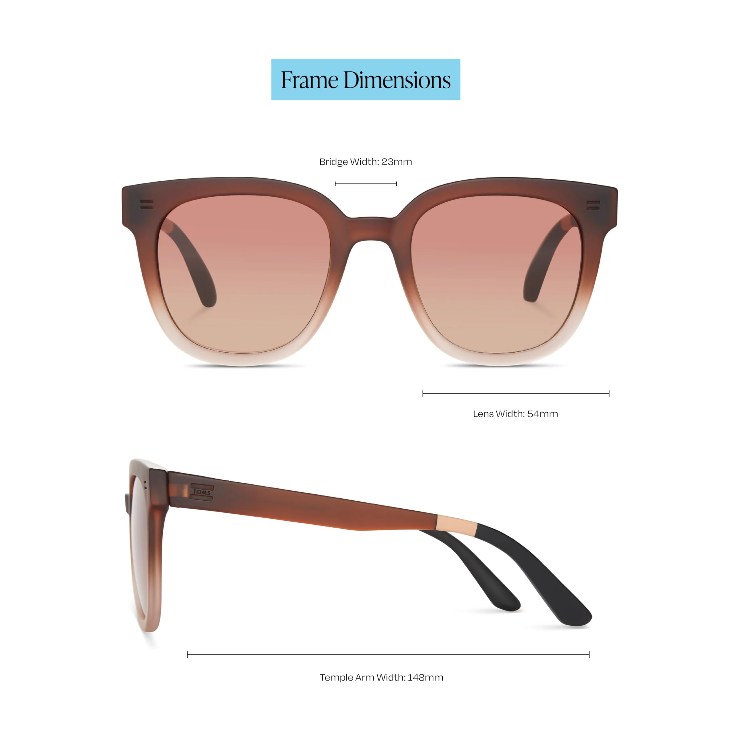 TOMS Juniper Traveler - Gafas redondas para mujer, gafas de sol de diseño, gafas de protección UV, Mate degradado, 54-23-148