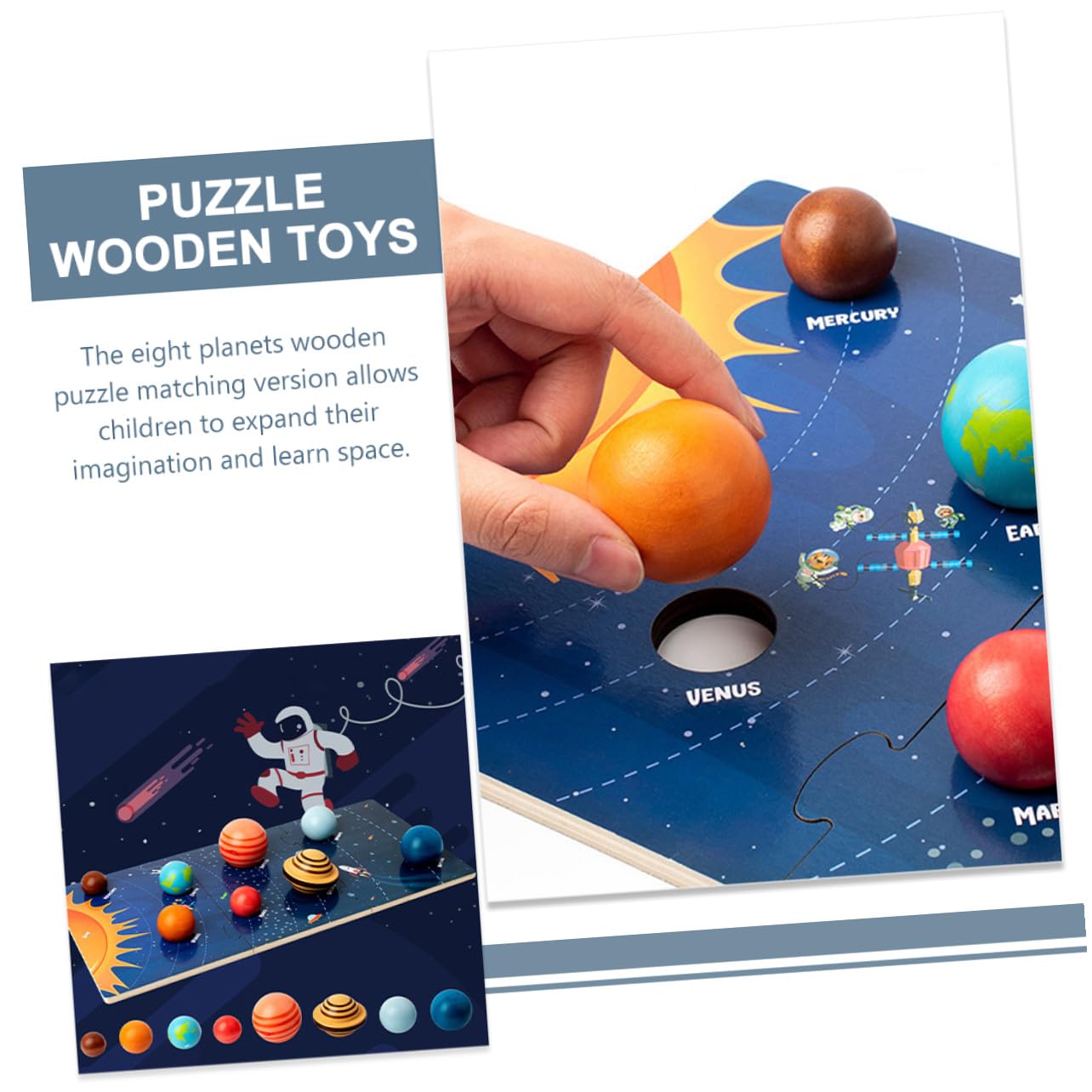 Rompecabezas de Planetas Montessori de Madera 1 Juego para Niños