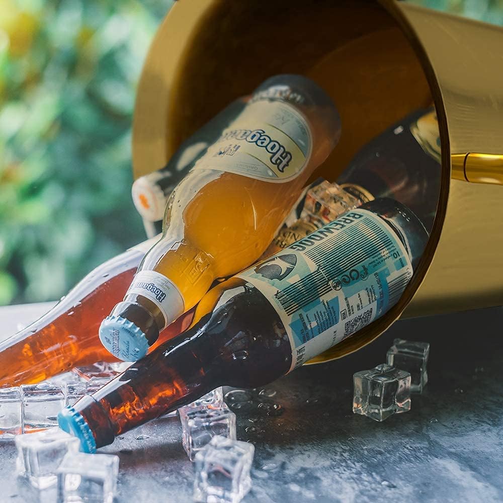 One-Day Sale: Up to 60% Off Ice Bucket with Stand 201 Stainless Steel Standing Ice Bucket Ice Cube Container Cooler Chiller with Carrying Handle for Wine Champagne Beer KTV Clubs Bar Parties, 5L (Color : gold, Height : 90cm)