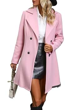 Amazon.com: KAKIGO Women Winter Long Sleeve Wool Coat Pink