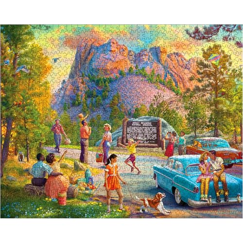 Rompecabezas White Mountain 1000 Piezas, Viaje Familiar en Auto Monte Rushmore | Piezas Grandes, Regalo para Adultos y Familia, 24"x30" miniatura 3