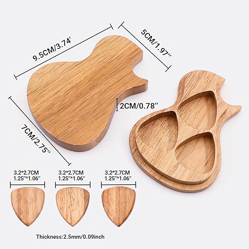 Miniatura 2 de Soporte para púas de guitarra con foto personalizada con 3 púas de madera, caja de púas personalizada por nombre de imagen, mensaje de texto,
