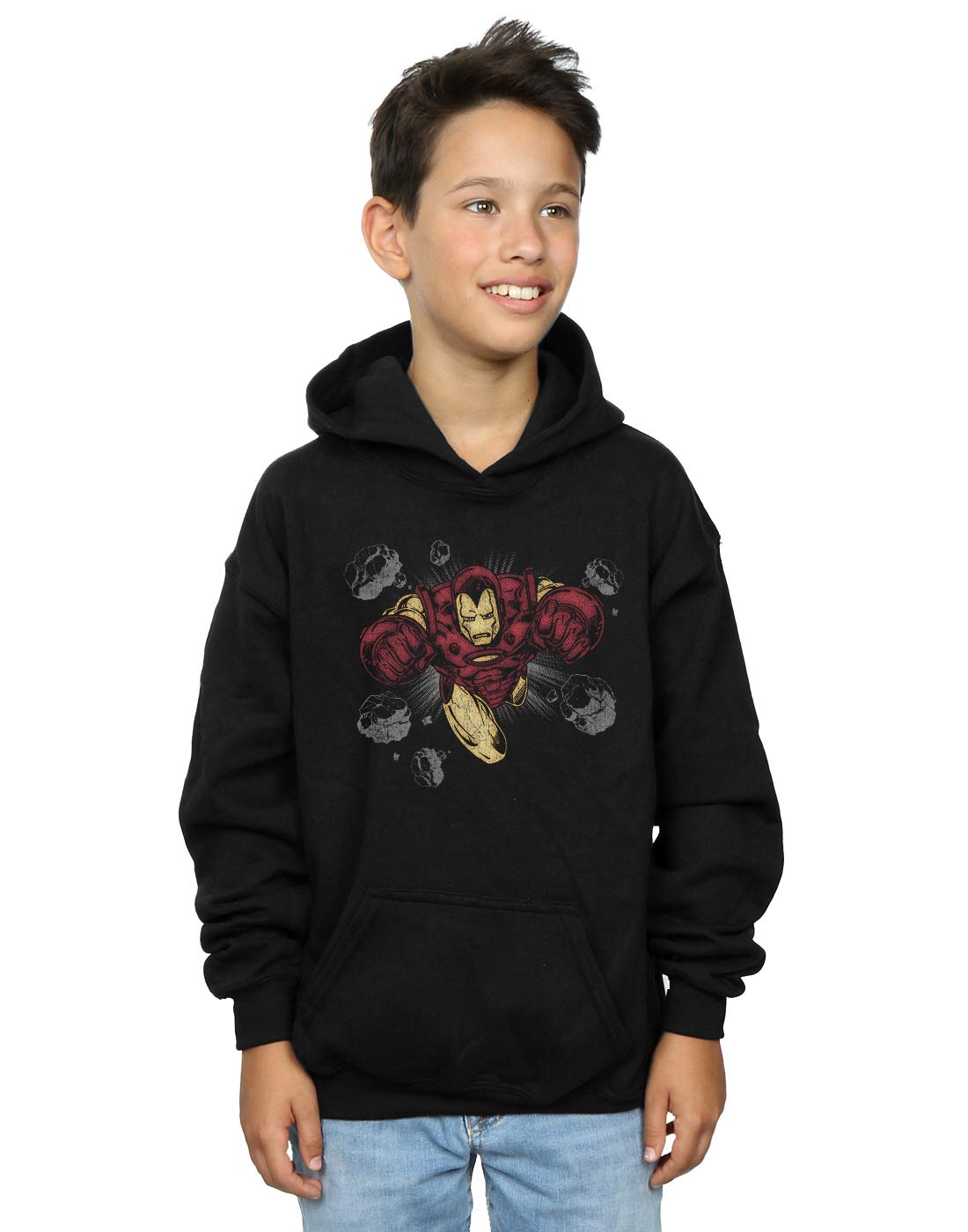 Marvel Boys Black Iron Man Rocks Hoodie 9-11 Years