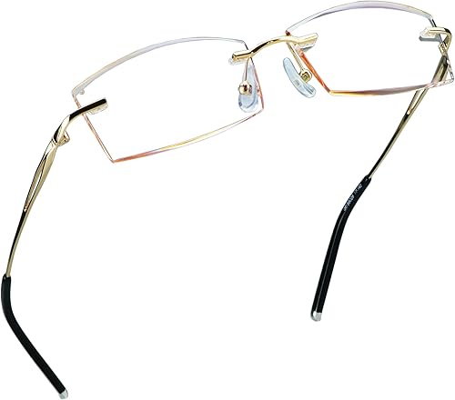 LifeArt Gafas de lectura con bloqueo de luz azul, anti rayos azules, reducen la fatiga ocular, marco sin montura con diamante elegante para