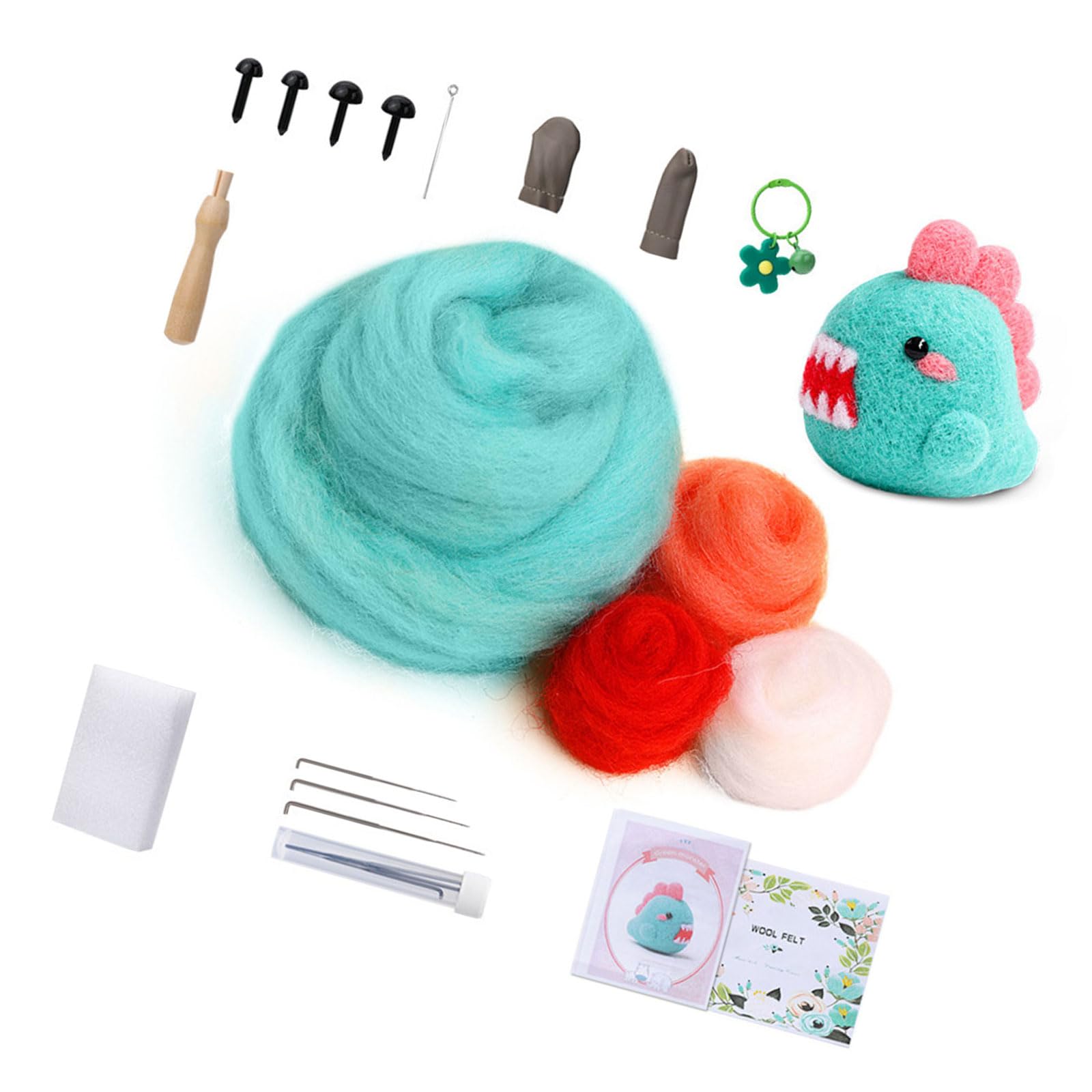 Jazuaiao E Needl Felting Supply With Instruction Wool Roving And Wood Handl Beginner Wool Felting Set For Adult Children Felt Tool