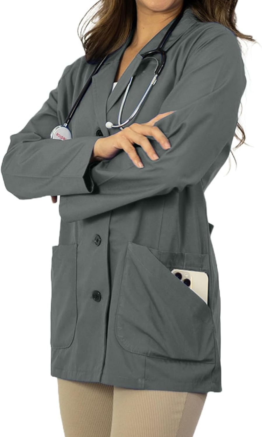 HEEDFIT Panda Uniform 29” Unisex Lab Coat – Personalized Embroidery, Scrub Coat Black