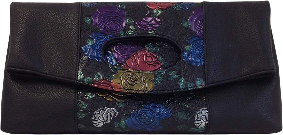 JNB Flower Print Fold Over Clutch