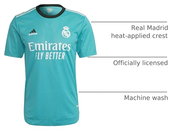adidas Real Madrid Men's Authentic Third Jersey (US, Alpha, Small, Regular, Regular, Polyester)