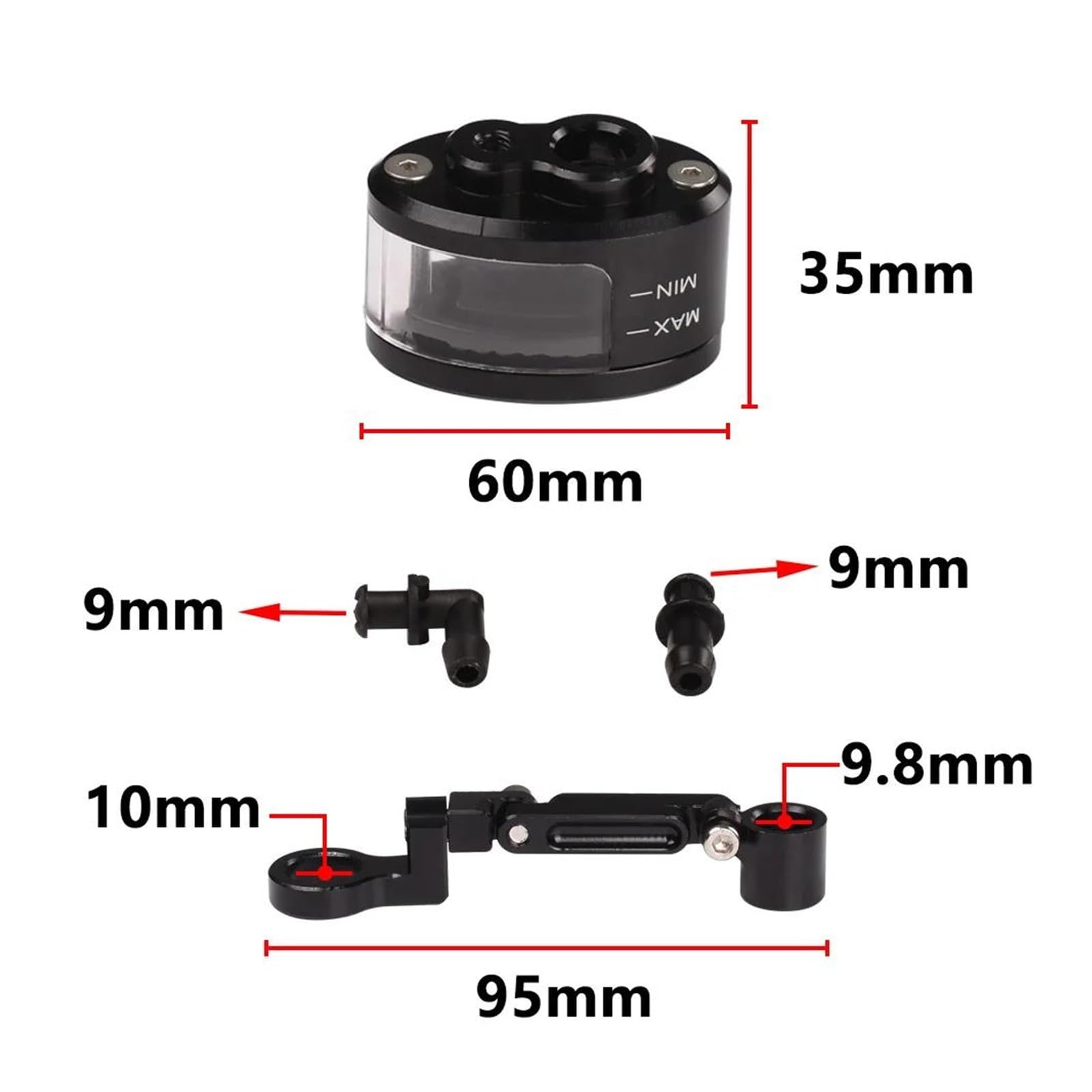 Depósito de Fluido de Frenos Para CBR 600 F2, F3, F4, CBR600RR CBR600 CBR750 RR Taza De Depósito De Aceite Del Cilindro Del Tanque Del Embrague Del Freno De La Motocicleta Con Accesorios De Soporte(Pl