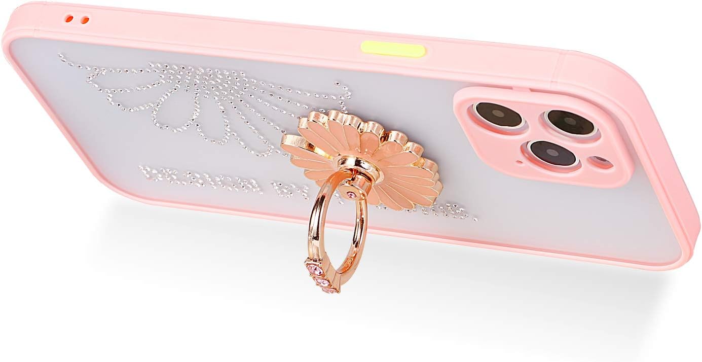 Aulzaju for iPhone 11 Pro Max Case for Girls iPhone 11 Pro Max Cute Clear Case with Flower Design iPhone 11 Pro Max Kickstand Case Crystal TPU Cover Fashion iPhone 11 Pro Max Glitter Case 6.5''