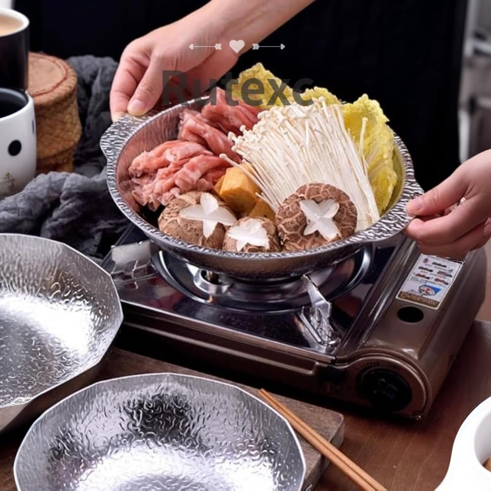 Amazon | Rutexc ハンマードフィニッシュ ステンレス製 しゃぶしゃぶ鍋