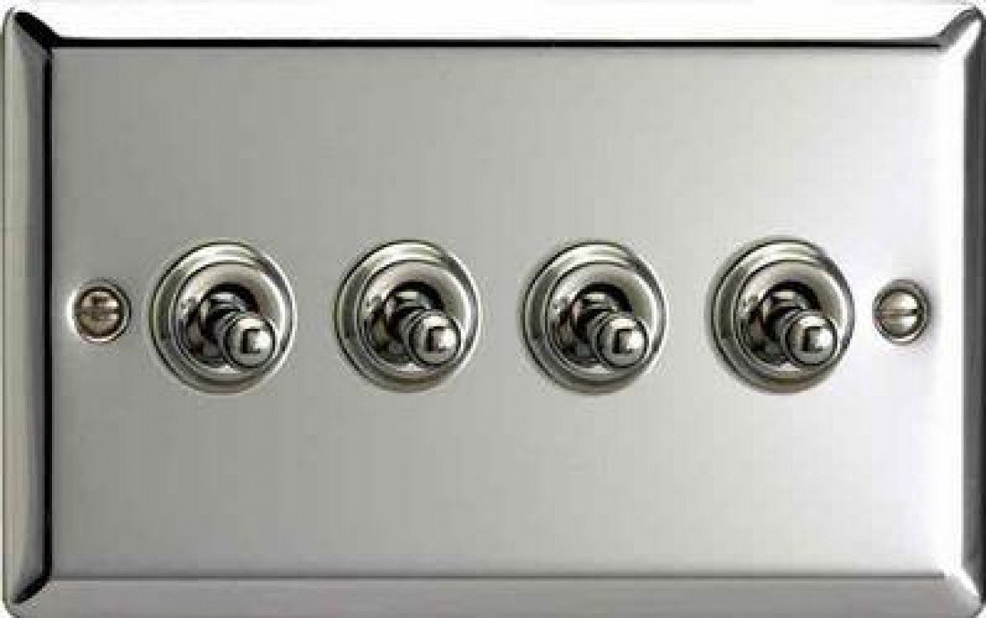 Varilight - 4G 1 or 2W 10A Classic Toggle Switch Chrome - XCT9