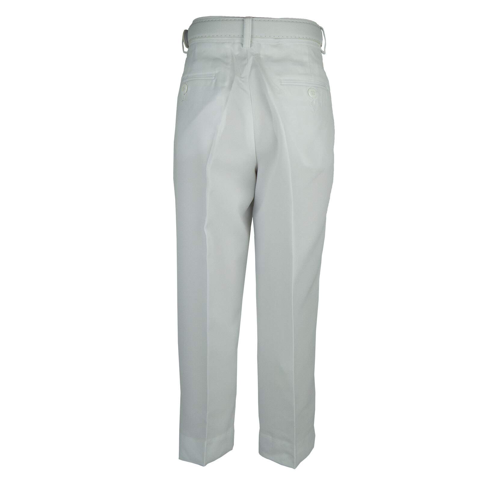 Bocaccio Baby Boys Pleated Dress Pants with Belt White 4T