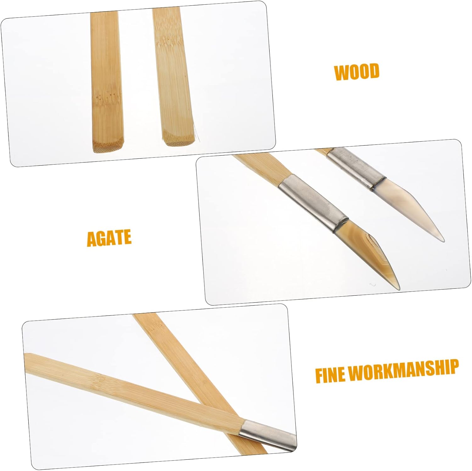 STOBOK 6 Pcs Jewelry Polishing Tools Gold Burnisher Painting Scraping Agate Polishing Burnisher Stone Agate Polisher Clay Tool Agate Smoothing Tool Hand Jewelry Jade Stone Carving Wood, 24X1.8X0.5CM