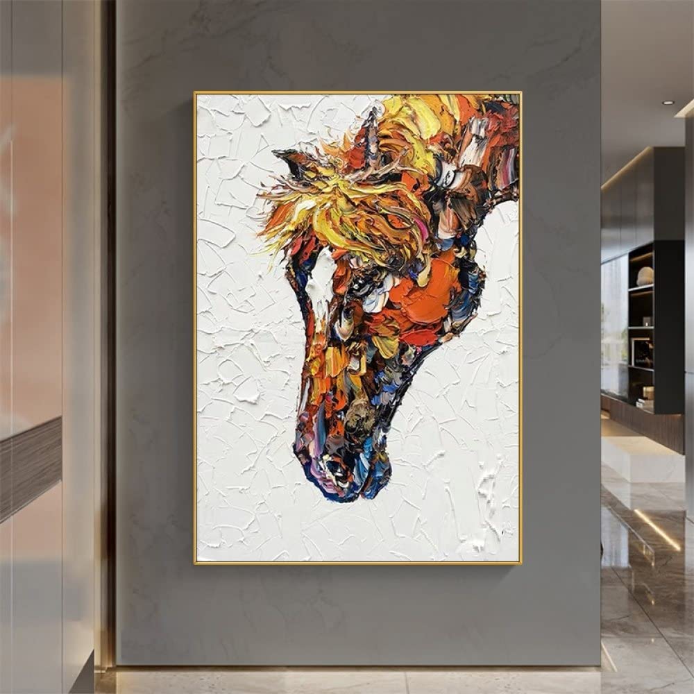 Ręcznie malowany obraz olejny 3D abstrakcyjny obraz - konie zwierzęce wspaniały kolor tekstura obraz dom biuro dekoracja obraz sztuka restauracja studio, jak pokazano, 27 x 39 cali (70 x 100 cm)