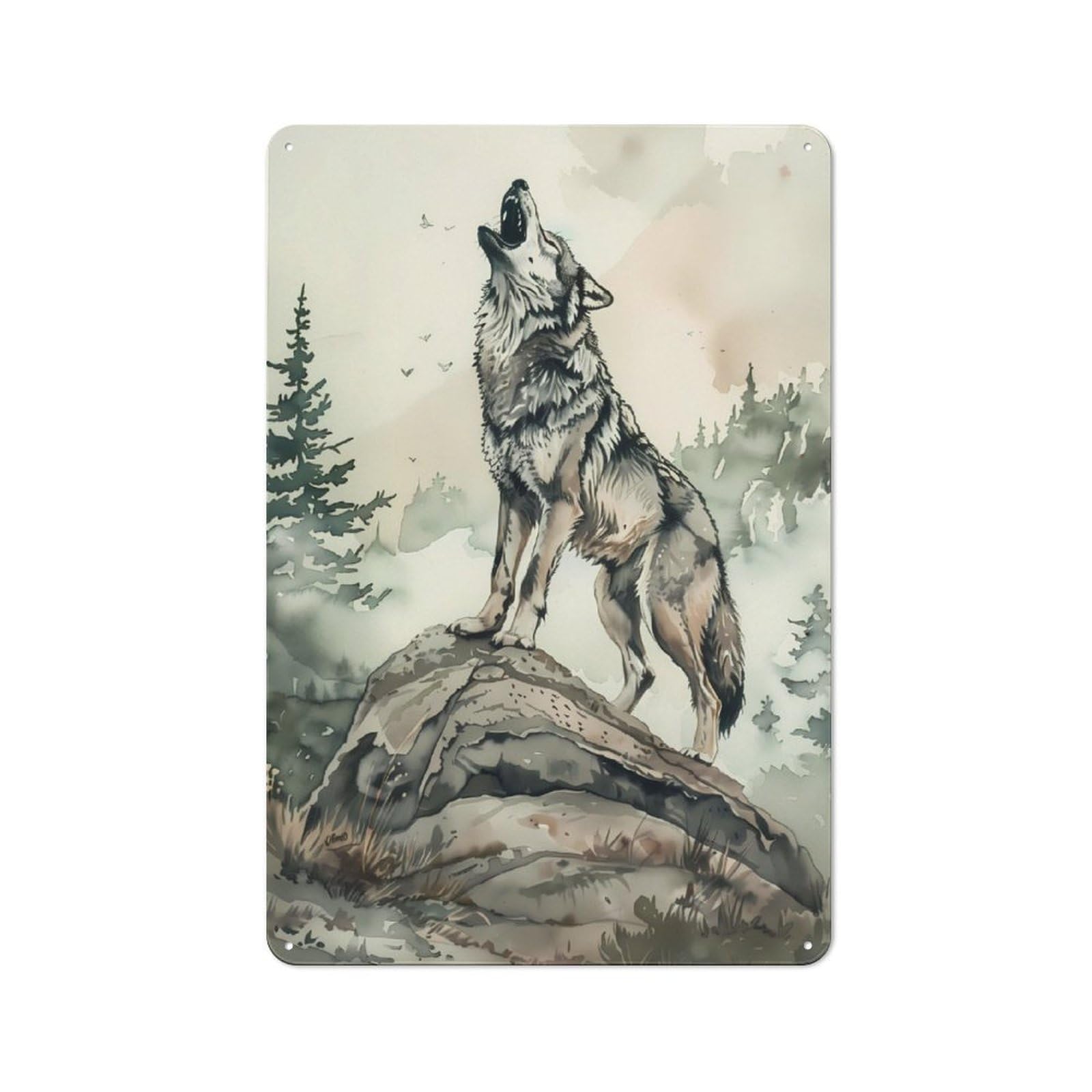 Junmoney Echoes Of The Untamed Wolf For Lounge Or Reading Corner, Rustic Tin Sign 30X20cm, For An Autumn Update To Lounge And Reading Corner