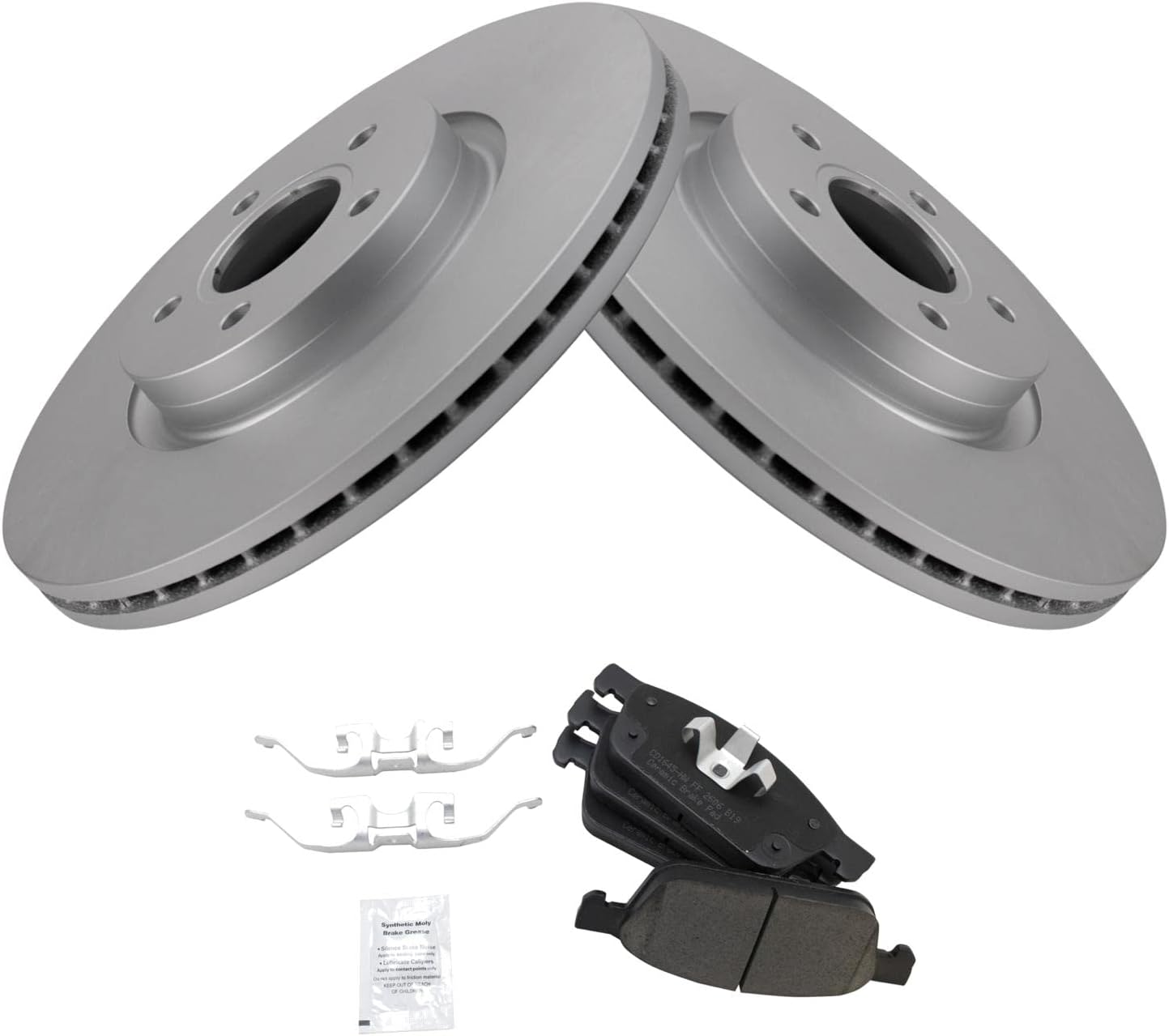 TRQ Front Brake Pad and Rotor Set Ceramic G Coated Vented Rotors Compatible with 2013-2018 Ford Escape 2014-2018 Transit Connect