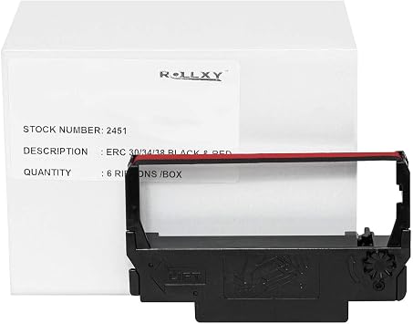 30 Pack Compatible Ribbon Replacement for ERC-30, ERC 30 34 38 B/R Used with Epson ERC30 ERC34 ERC38 NK506 Printer Black and Red Tray