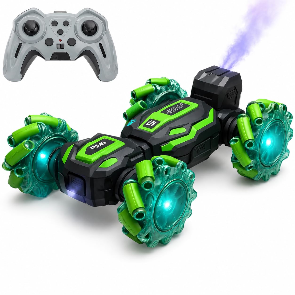 Storio 2.4GHz 4x4 Gesture Sensor RC Smoke Stunt Car | Hand Gesture Control Double Sided 360° Spinning Drift Car with Spray Mist, Lights & Music | High Speed Off Road Remote Control Toy for Boys-image-41