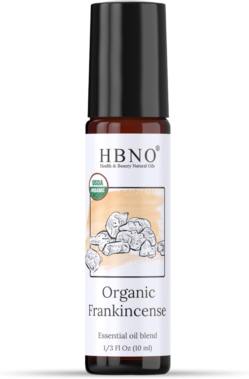 HBNO Organic Frankincense Essential Oil Roll-On – 1/3 oz (10 ml) Travel Size – USDA Certified Organic Frankincense and Mct Oils – Perfect for Traveling, Aromatherapy, Massage, perfumes, moisturizer.
