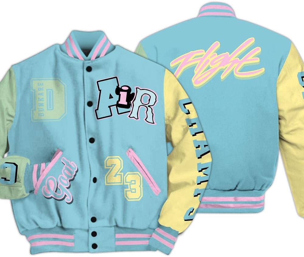 Dunkare SB Dunk Low Visty Varsity Jacket, Streetwear Varsity Jacket, AIR Number 23 GOAT Baseball Varsity Jacket Unisex Outfit