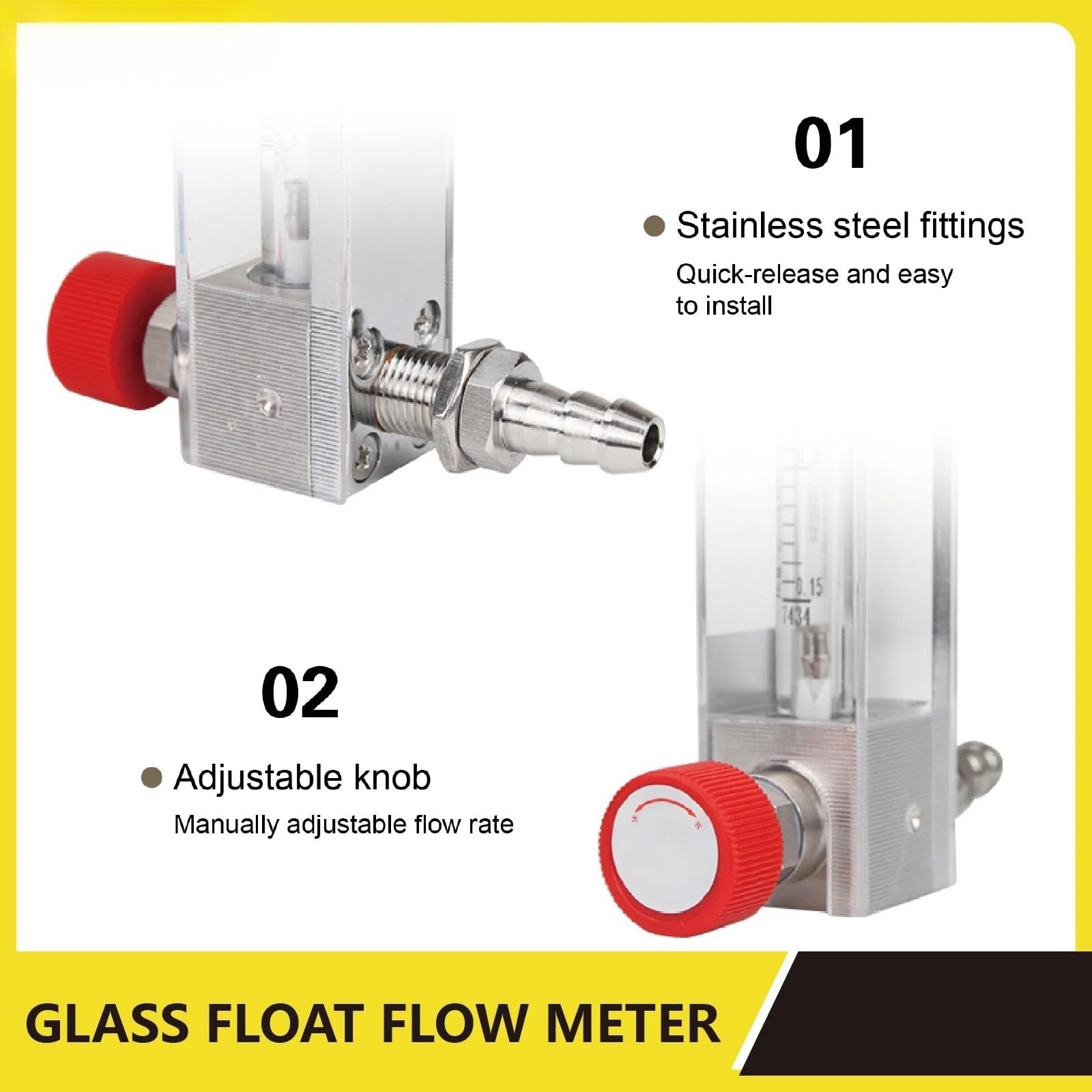 LZB-3WB - Medidor de flujo de flotación de vidrio, rotámetro de tubo de vidrio, micro medidor de flujo de gas para aire, nitrógeno y oxígeno, ajustable (contáctenos)