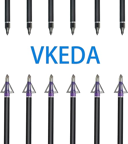 Miniatura 22 de Pernos de ballesta de carbono de 20 pulgadas, paquete de 12 y 12 unidades, kit de puntas de caza de flechas de ballesta de carbono para caza y Rojo