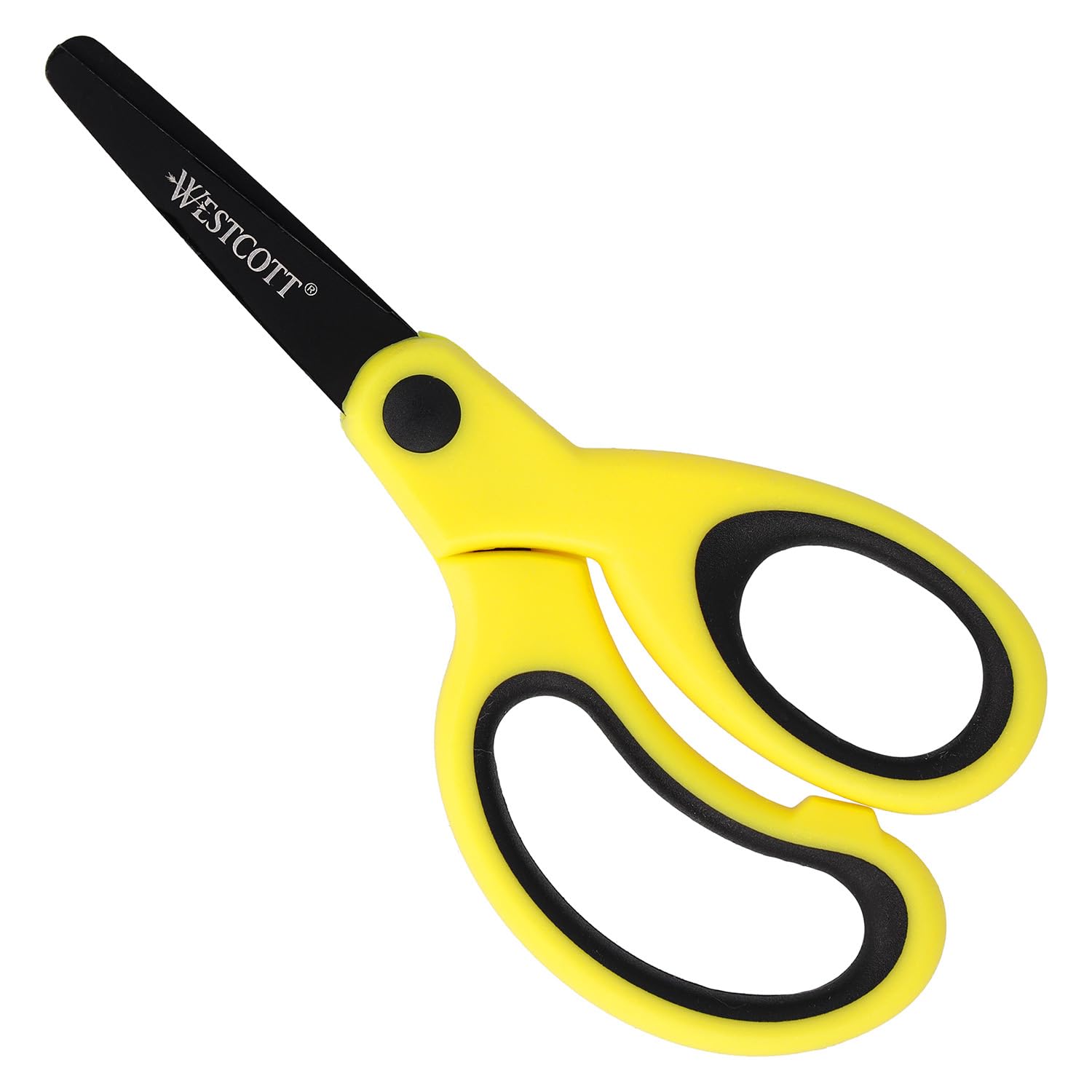 Westcott Forbici per bambini Softgrip giallo neon per destrimani | Forbici con impugnatura ergonomica per bambini in età prescolare | Forbici da bricolage 13 cm (5") | Punta arrotondata | E-21563 00