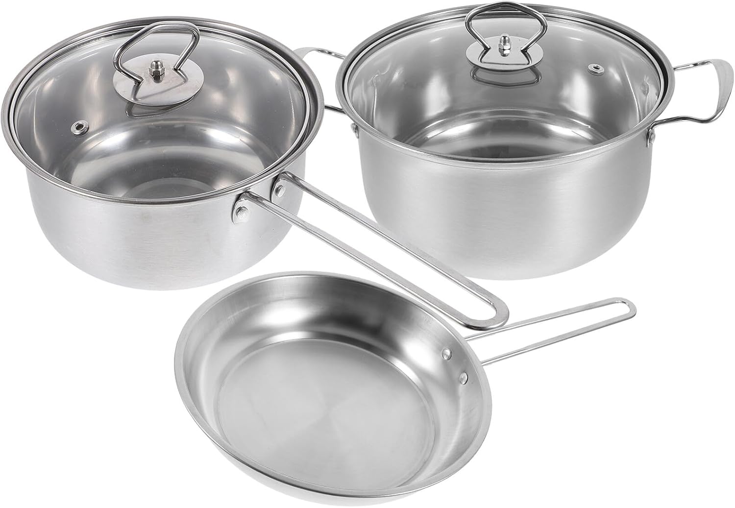 Stainless Steel Cookware Set Kitchen Pots with Thick Bottom for Even Heating Cooking Pot Pan Set with Comfortable Steel Handles