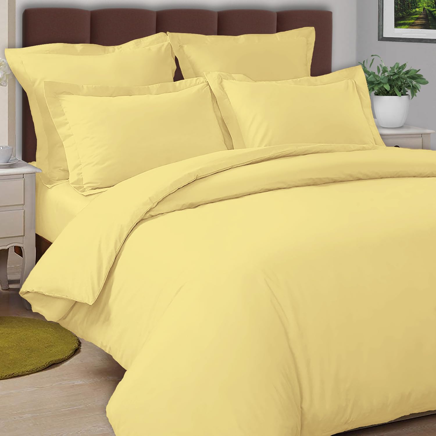 Pizuna Cotton Percale Duvet Cover Set Double Size 200x200cm Yellow (3Pc)