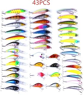 Yinxi 海鲈 ハイブリッドモデル釣り餌セット餌餌釣りキット鳟鱼金属夹具诱饵安排夹具硬诱饵鲈鱼海钓远距离鲈鱼比目鱼尾鱼蓝色鱼钓ー,43pcs