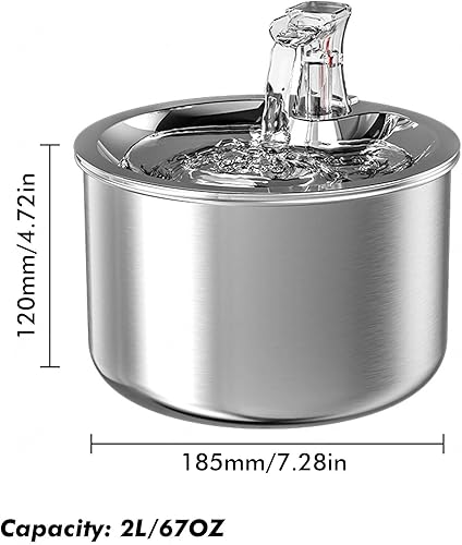 Miniatura 5 de Fuente de agua de acero inoxidable para gatos, fuente de acero inoxidable 304, cuenco de agua circulante para gatos, fácil de usar para gatos,