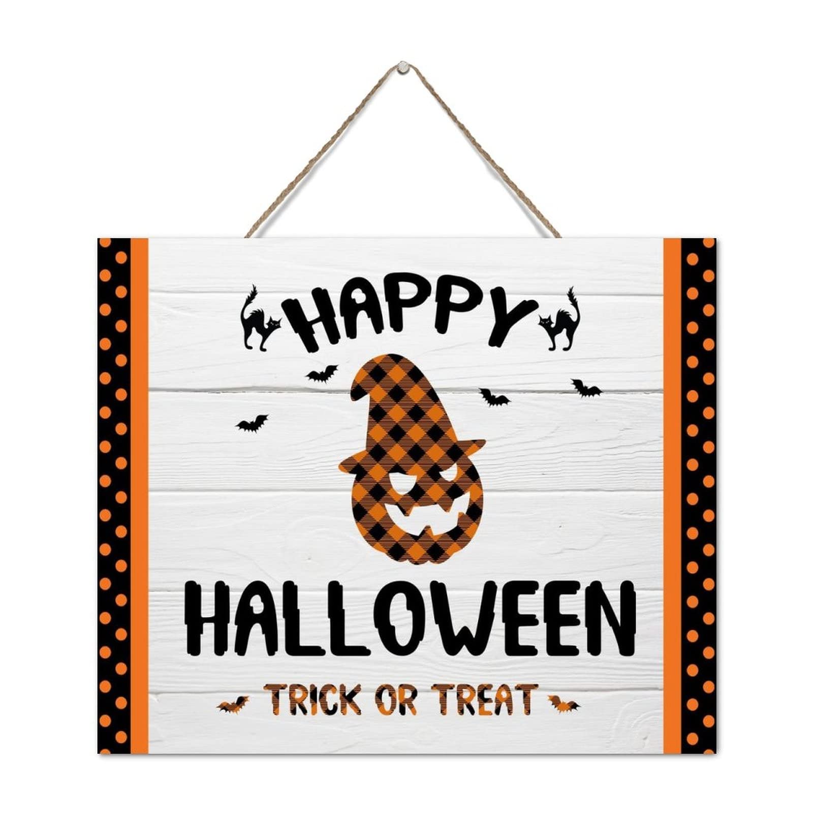 Panneau suspendre Happy Halloween hocus pocus plaque bois citrouille
