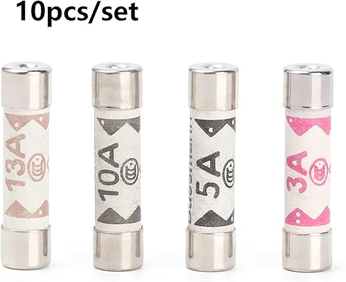 Miniatura 2 de Fusibles 10 unidsset de fusible de enchufe británico BS1362 3A 5A 10A 13A 6X25 Fusible de tubo de cerámica británico Casa Doméstica Hold Red Plug