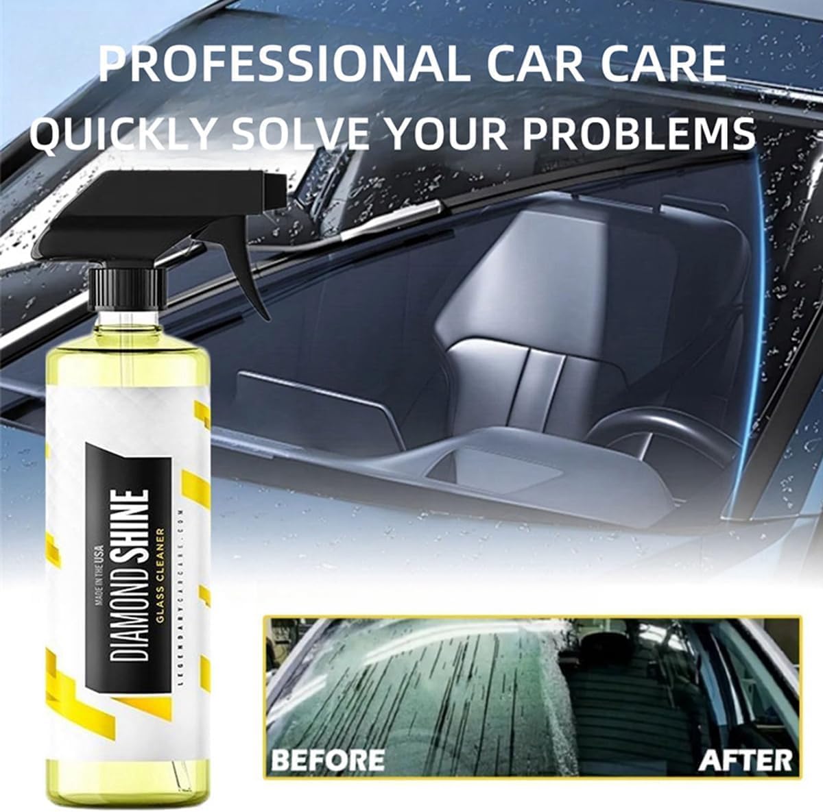 Nettoyant pour vitres de voiture brillant,Nettoyant pour vitres Diamond Shine,Nettoyant pour vitres automobiles pour une clarté et une visibilité améliorées (2 pièces)