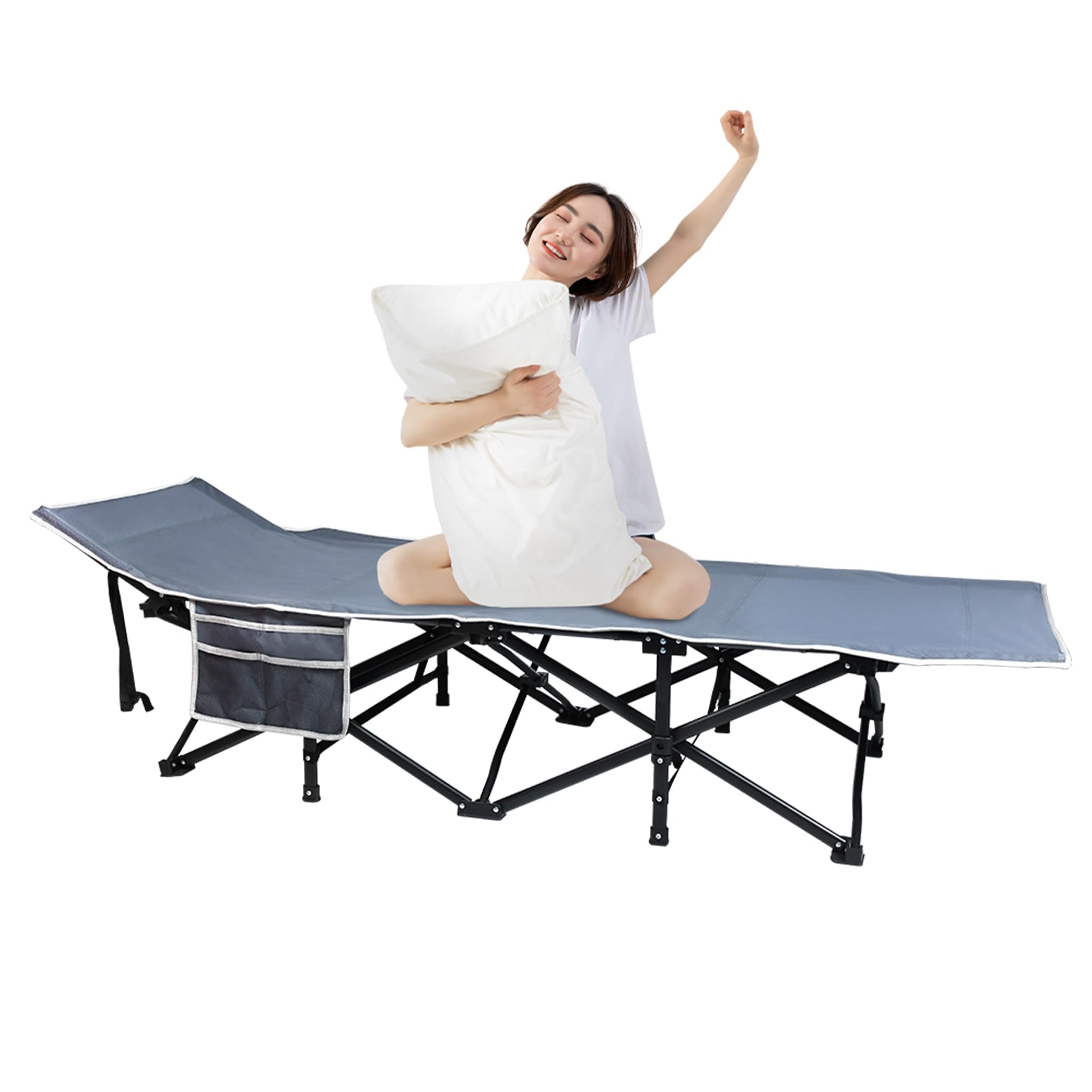 Cama plegable para camping, 190 x 62 x 38 cm, cama plegable de playa, ligera, soporta 250 kg, color negro