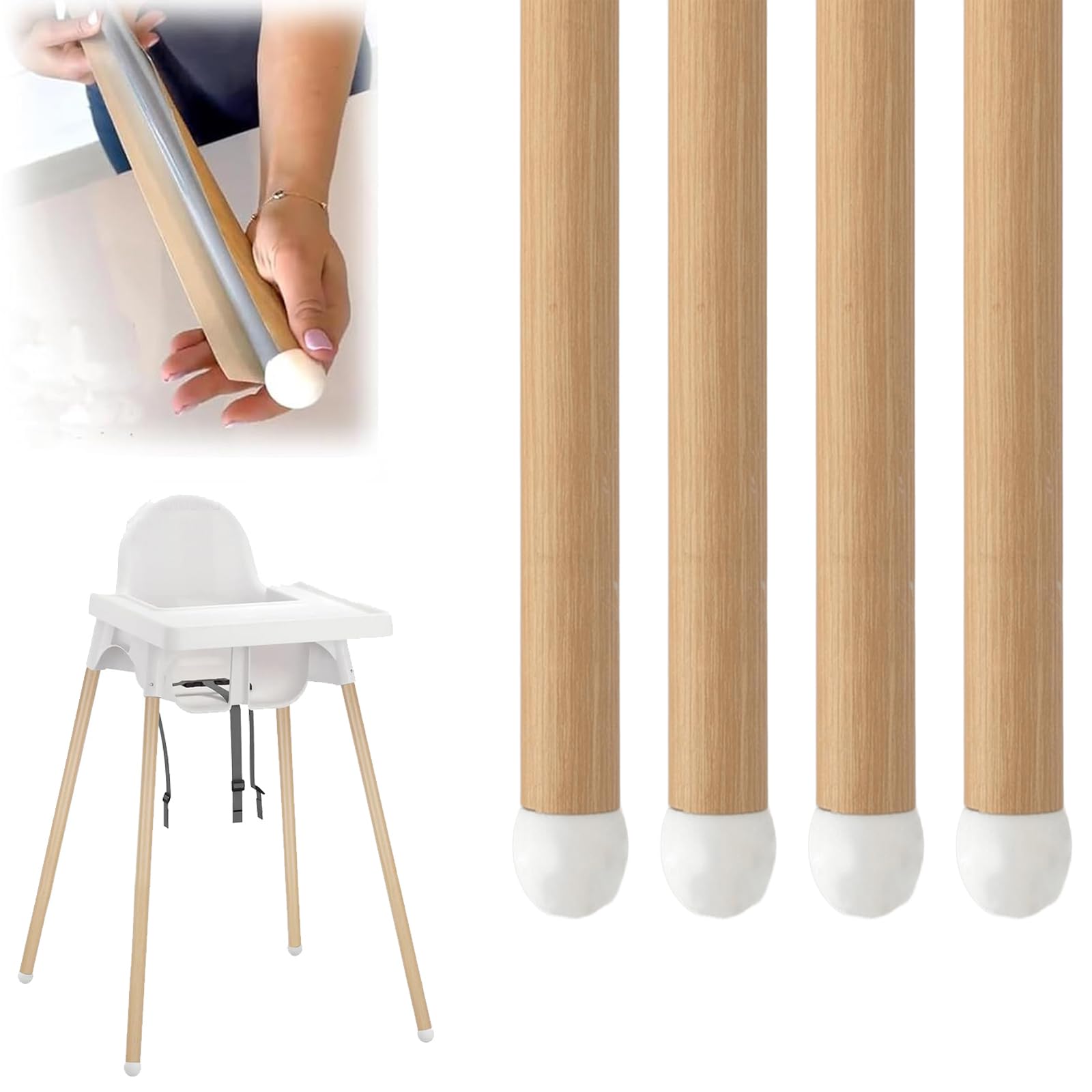 Generic Highchair Decorative Leg Wraps, 4Pcs Compatible with IKEA Antilop High Chair, Pre-Cut Wood Effect Bamboo Style High Chair Leg Stickers