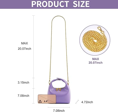 Vista 4 de SINBONO Bolsos pequeños para mujer, de cuero vegano suave, bolso cruzado estilo hobo, mini monederos casuales para bola de masa