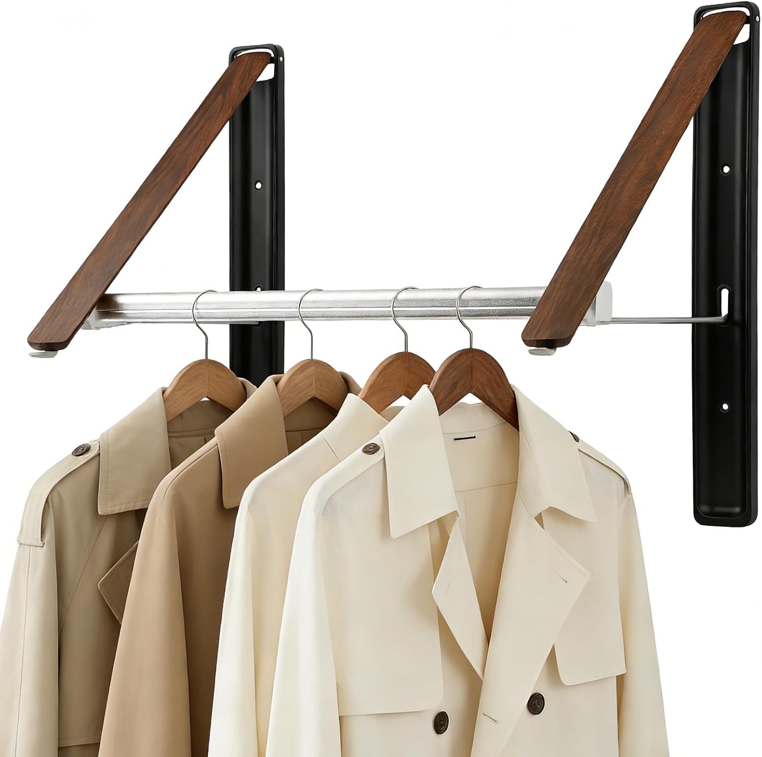 Foldable Wall Clothes Hanr Aluminum Hook for Clothes Space-Saving Wall-Mounted Garment Rack - Perfect for Balconies Bathrooms and Bedrooms