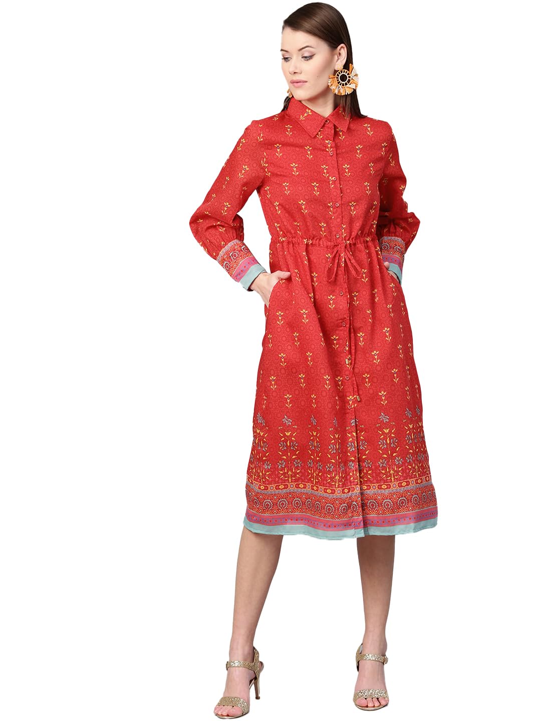 Rare Rabbit Women Casual Blue Colour Midi Floral Dress in blue