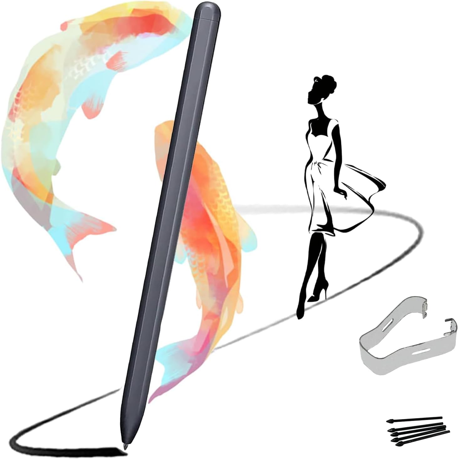 Galaxy Book Pro 360 Pen Replacement for Samsung Galaxy BookPro360, Book2 360/Book3 360/ Book4 360, Book2Pro 360/Book3Pro 360/ Book5Pro360 S Pen WithoutBluetooth+Tips/Nibs (Mystic Black)