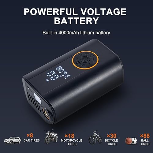 Miniatura 3 de Inflador de neumáticos, compresor de aire portátil, bomba de aire inalámbrica de 150 PSI para neumáticos de automóvil con medidor de presión