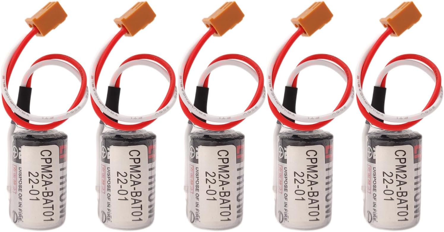 (5-Pieces ER3V 3.6V Lithium Battery Replacement for CPM2A-BAT01 CPM2ABAT01 CPM2A CQM1H with Plug