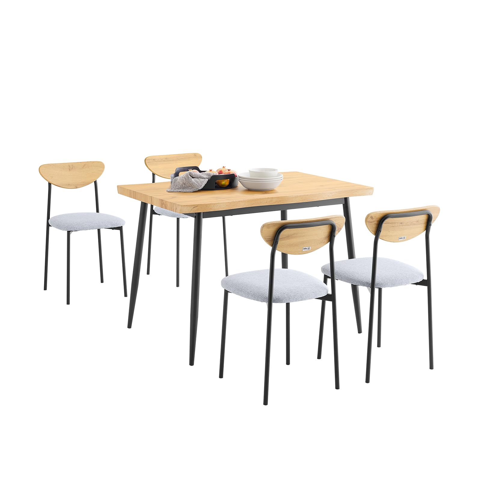 SoBuy Ensemble de Table à Manger 5 Pièces avec Chaises Confortables, Ensemble Table et Chaises 4, Table de Cuisine Compacte pour Petits Espaces, Idéale pour Salle à Manger, Cuisine, Salon OGT52-N